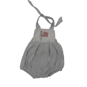 Little English american flag seersucker bubble romper 3M